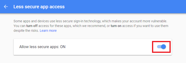 Less Secure App Access