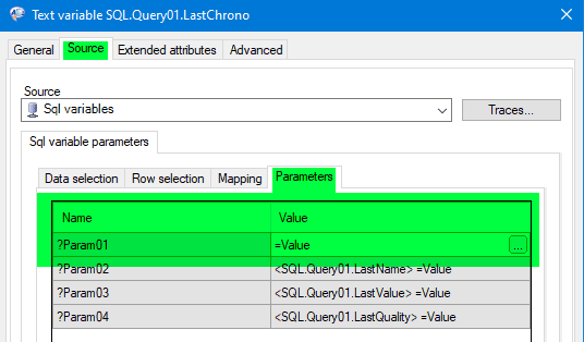 Last chrono parameters