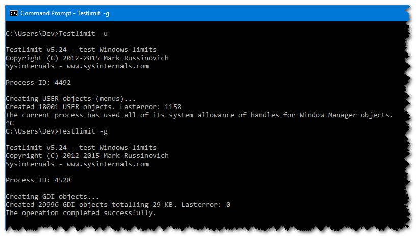 Testlimit g after modification