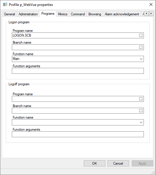 Profile Programs configuration