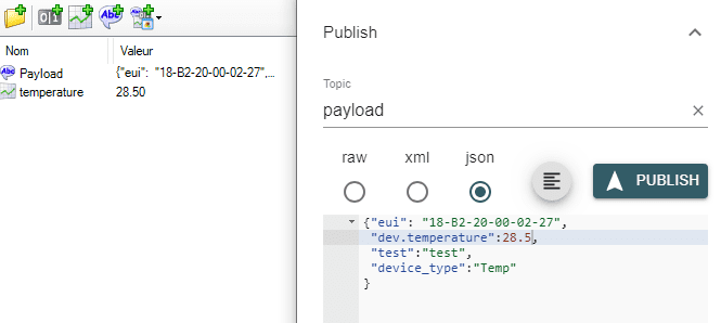 MQTT JSON Dot Result