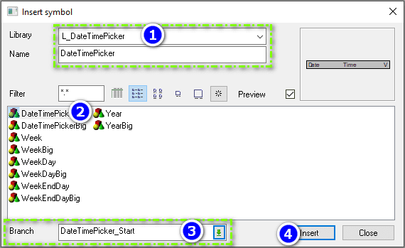 DateTimePicker insert symbol