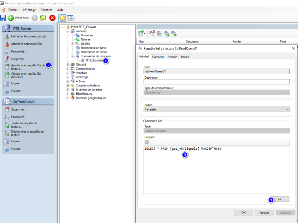 SQL query configuration