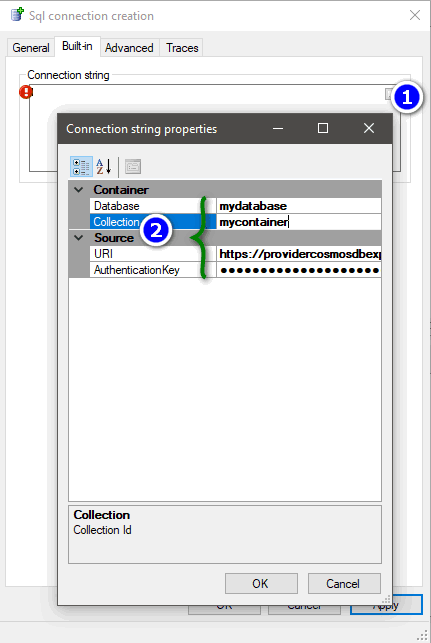 Cosmos DB configuration connection string