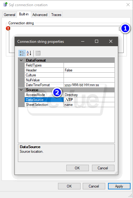 Excel configuration connection string