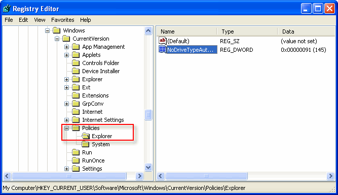 Registry_USB_key_disable_autoplay